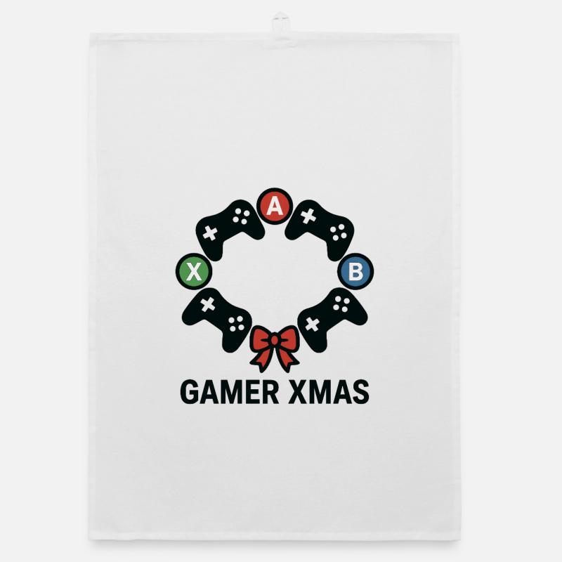 Gamer Xmas Controller Wreath Organic dish towel