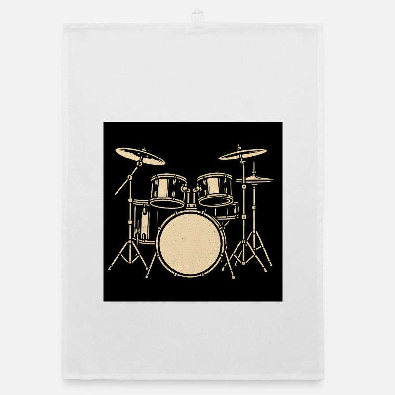 Schwarzsilbernes Drumset Illustration Organic Geschirrtuch