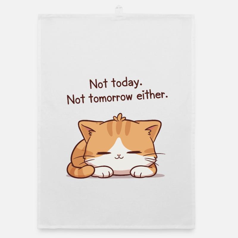 Sleeper kitten Not today Not tomorrow Organic dish towel