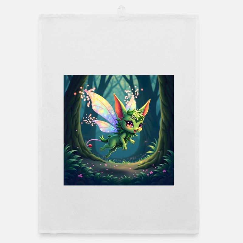 Forest Rainbow Dragon Organic dish towel