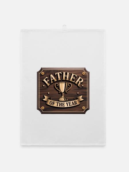 Père de l’année - T-shirt papa drôle - Torchon bio - blanc - Devant