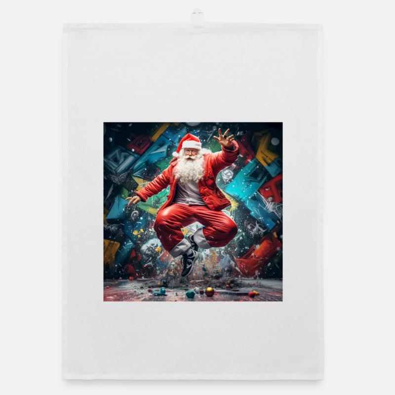 Weihnachtsmann Graffiti Sprung Breakdance Organic Geschirrtuch