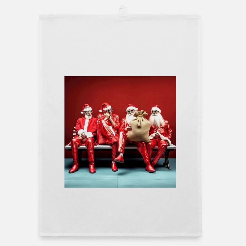 Application Santa's Quartet on Casting Bank Organic dish towel