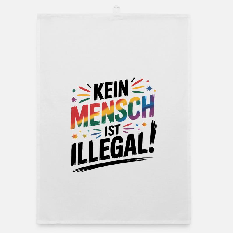 Kein Mensch ist illegal - Cool Pride Logo - Organic Geschirrtuch - Weiß