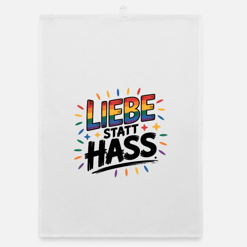 Liebe statt Hass - Cool Pride Logo - Organic Geschirrtuch - Weiß
