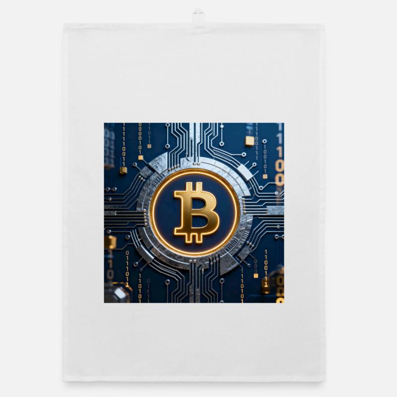 Bitcoin Neon on Circuit Organic dish towel