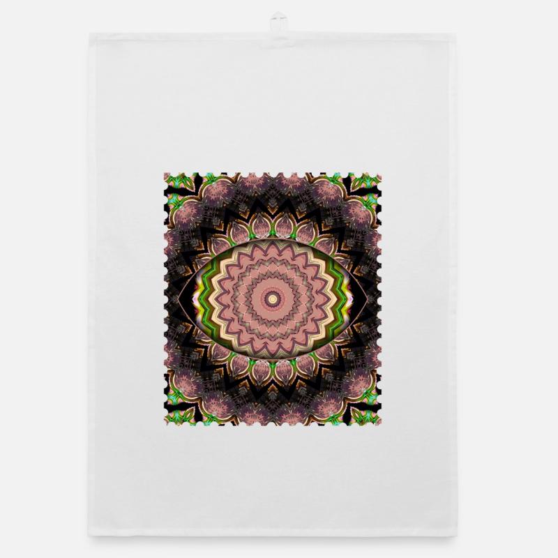 Mandala Blütenkaskade - Organic Geschirrtuch - Weiß