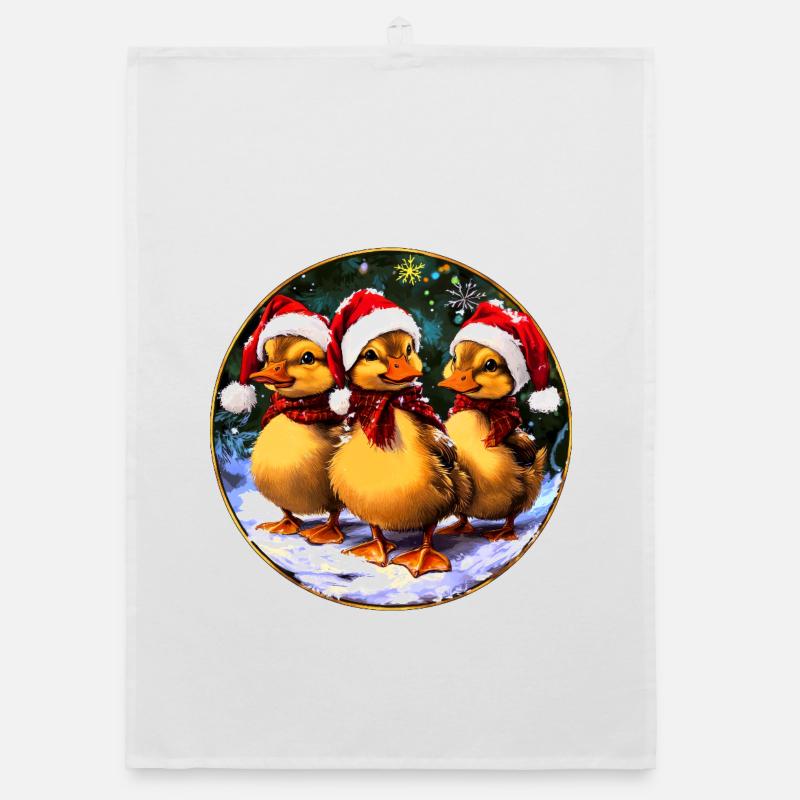 Weihnachtsmann Entchen Organic Geschirrtuch