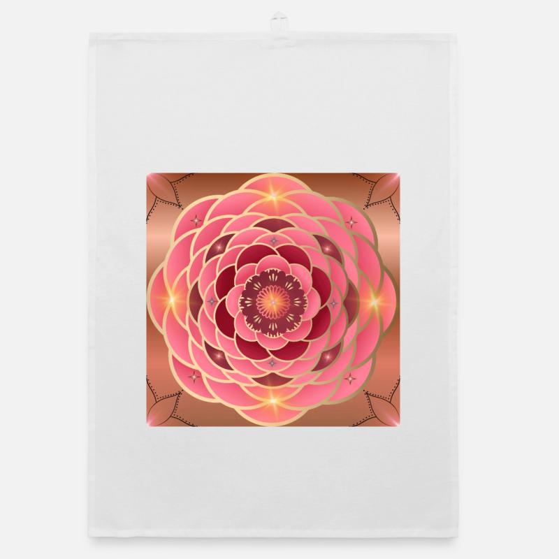 Mandalas rosé doré éclatant Torchon bio