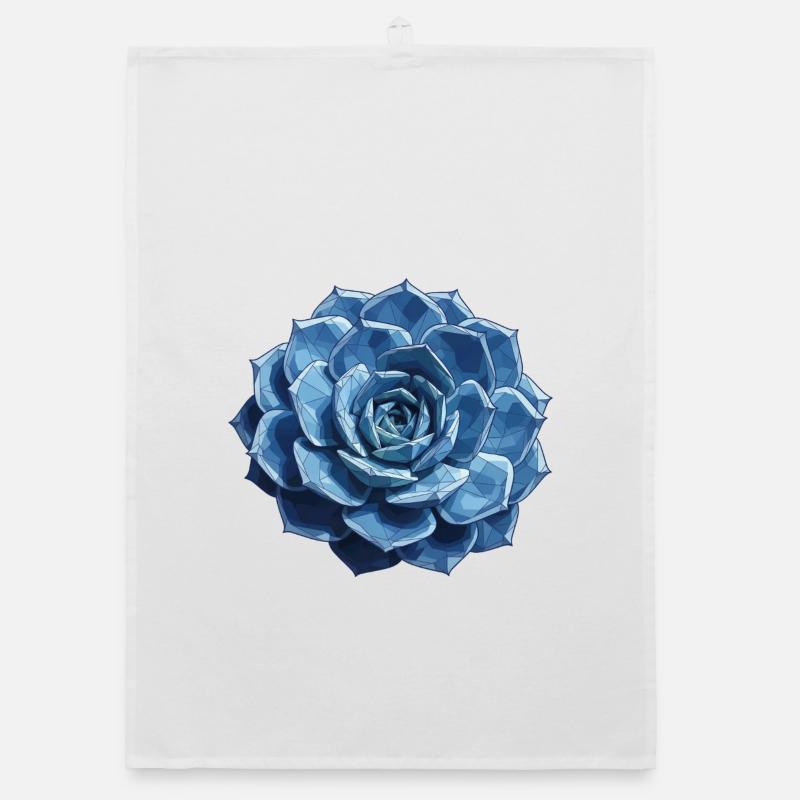 Blue Geometric Rosette Organic dish towel