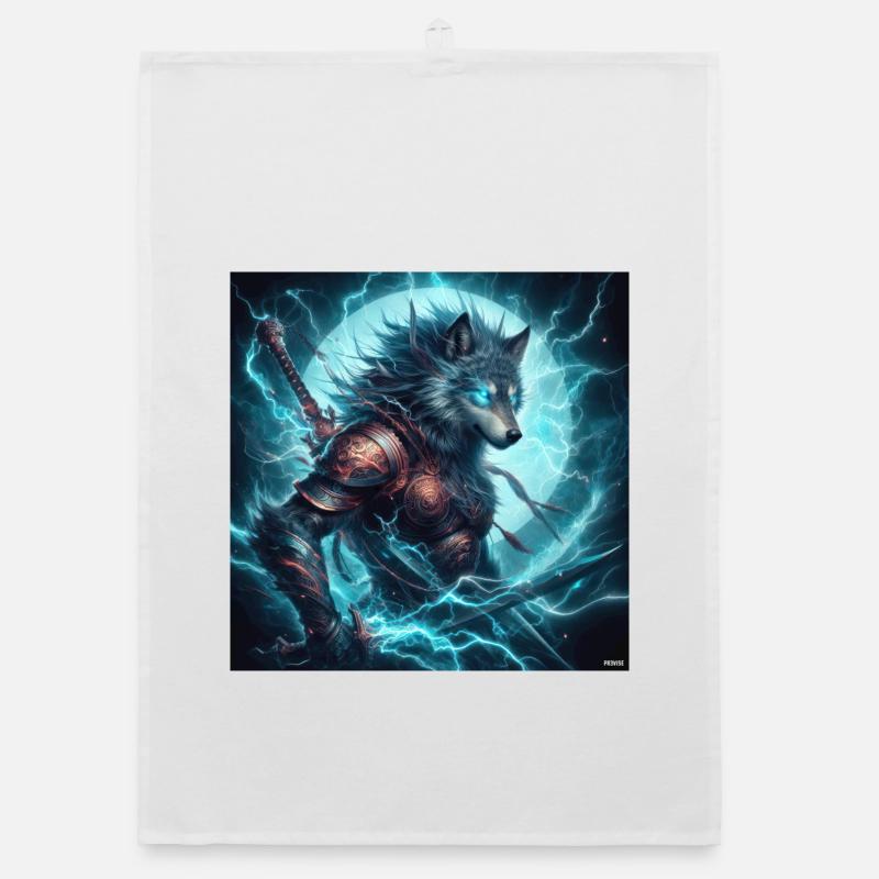 Luminous Arcane Wolf Armor Organic dish towel