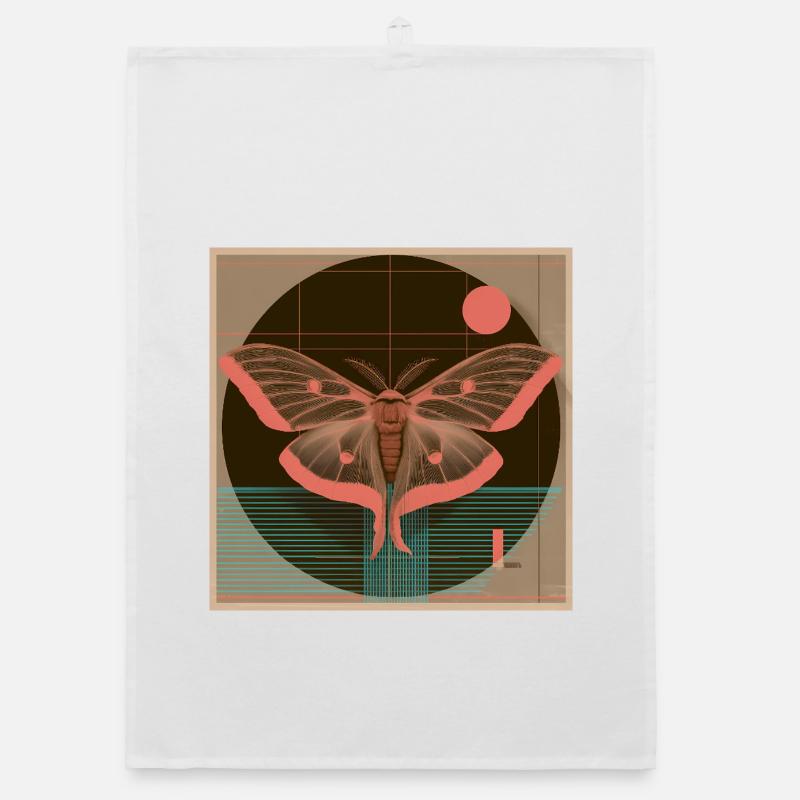 Luna Moth – Retro Geometry Moth Design Organic dish towel