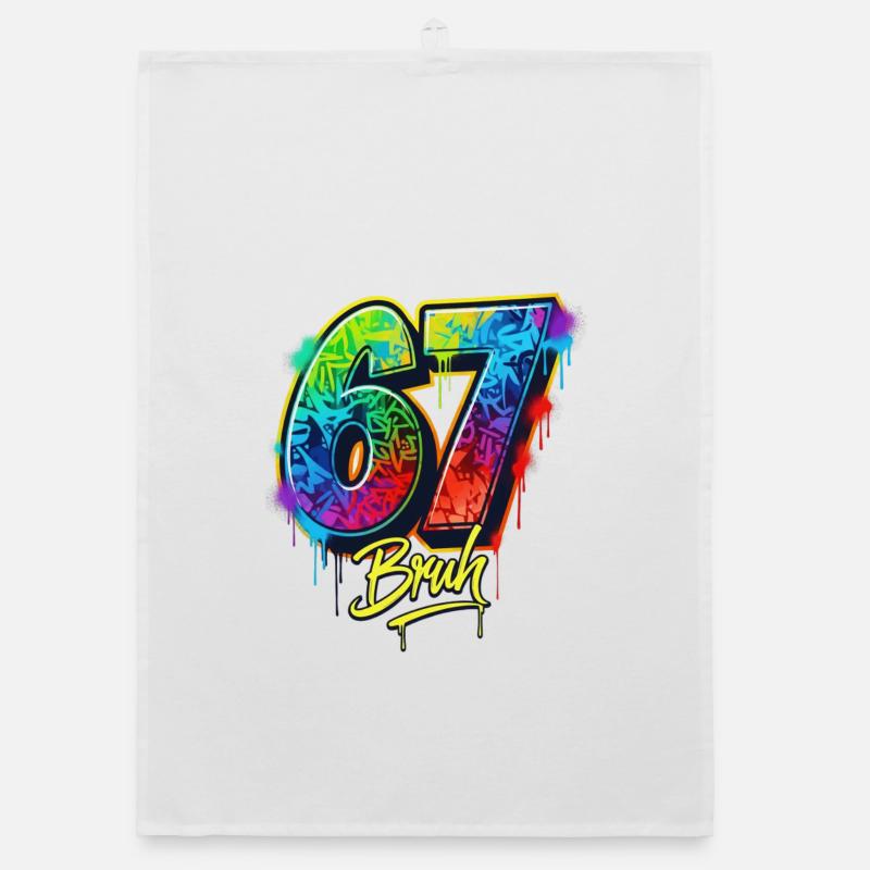 6 7 Meme – Graffiti Bruh Edition Organic Geschirrtuch