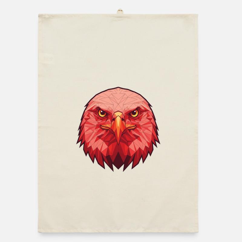 Red Eagle Lowpoly Portrait Organic dish towel