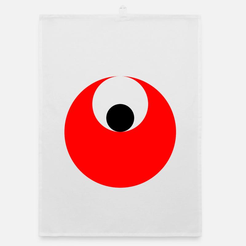 3 cercles, rouge, blanc et noir - Torchon bio - blanc