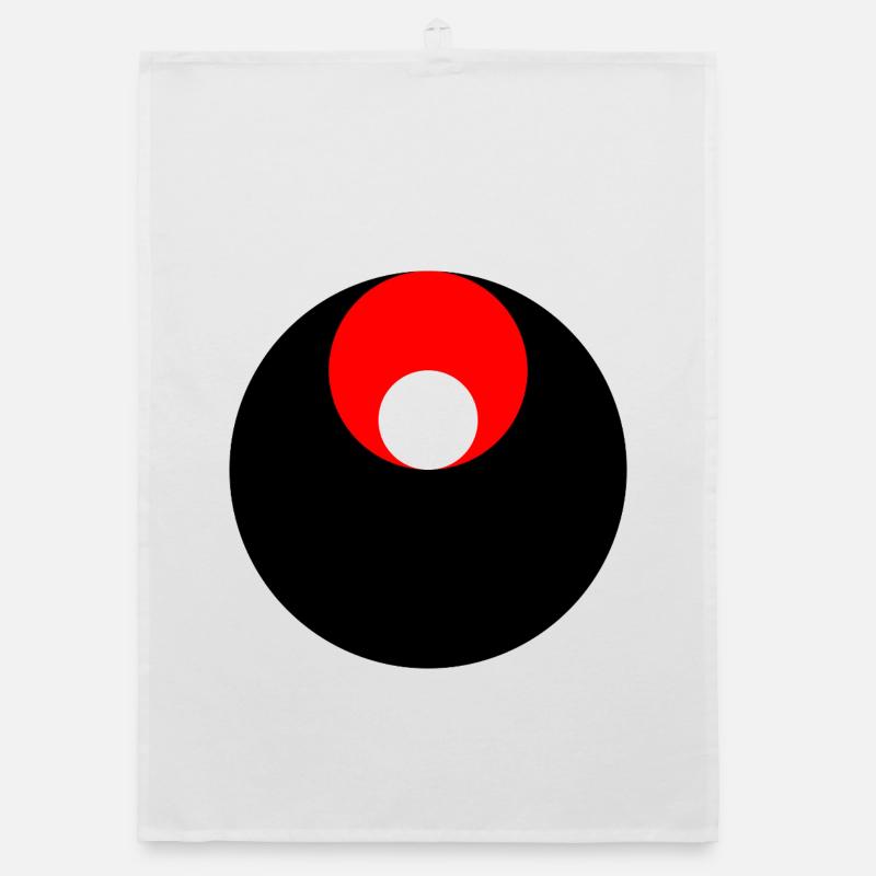 3 cercles, noir, rouge et blanc - Torchon bio - blanc