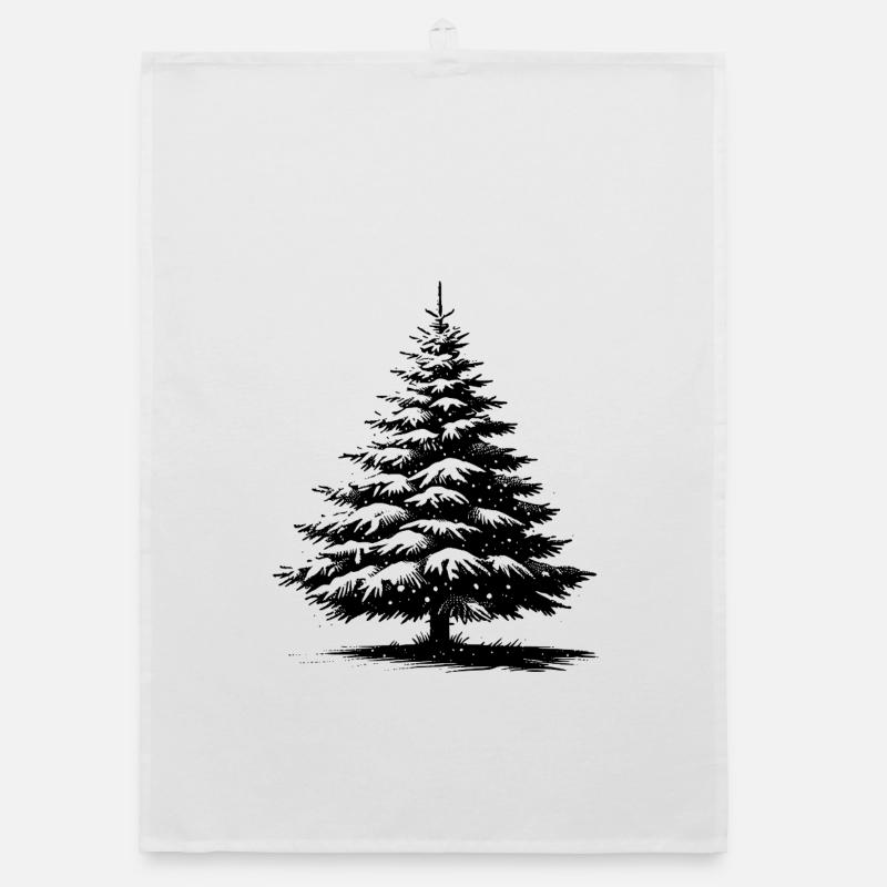 Schneebedeckte Weihnachtskiefer Organic Geschirrtuch