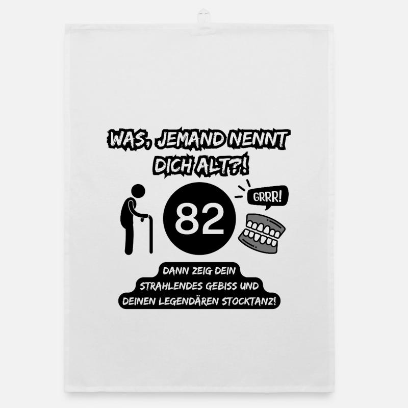 82 and legendary: Teeth out, stick dancing on! Organic dish towel