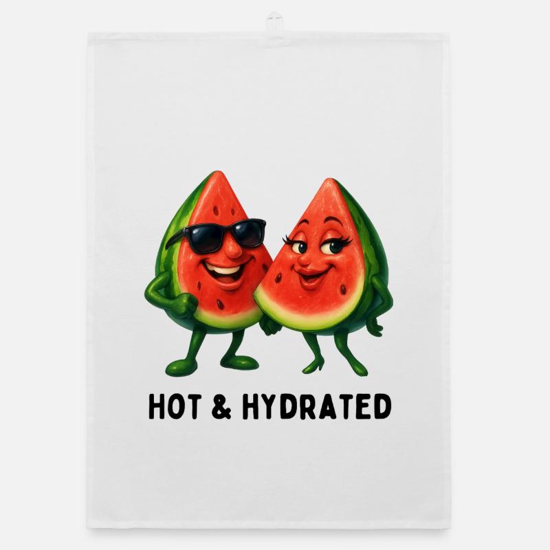 Couple de pastèques amusants d’été Torchon bio