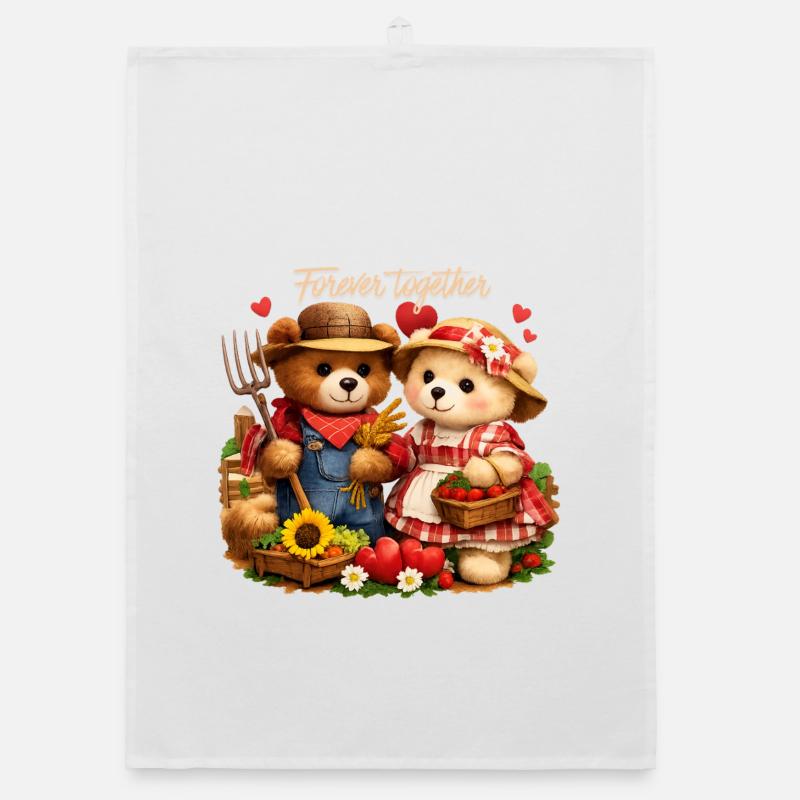 Forever Together Bauernpärchen – Romantisches Land Organic Geschirrtuch