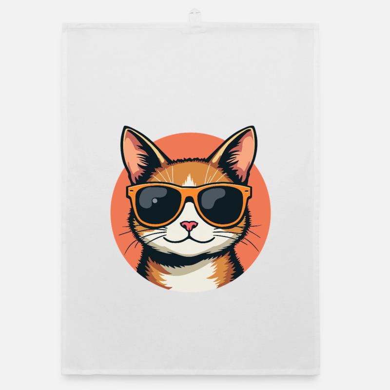 Chat cool avec lunettes de soleil portrait de chat Torchon bio