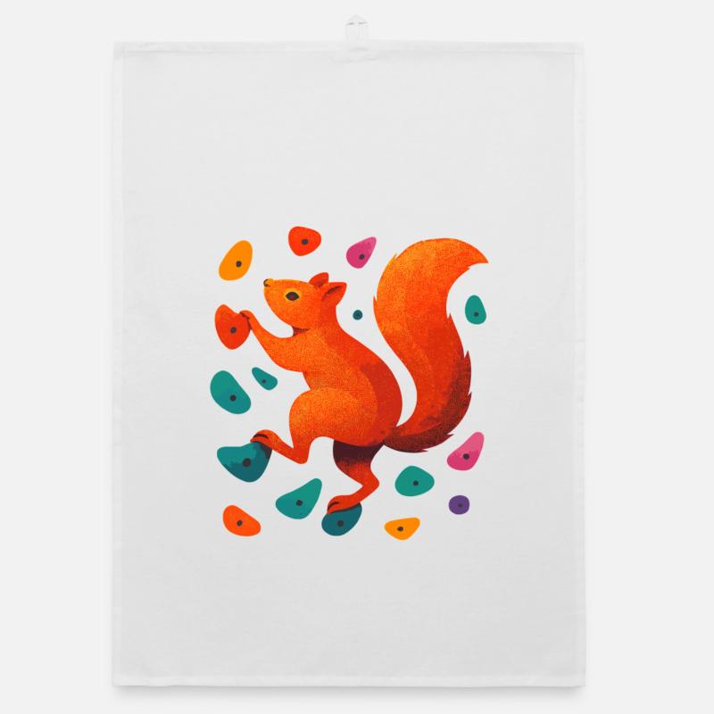 Bouldern Eichhörnchen Klettern Motivation Geschenk Organic Geschirrtuch