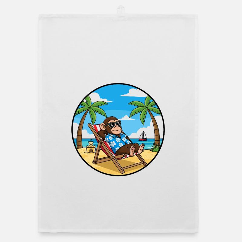 Cool Monkey Beach Vacation Summer Vibes Organic dish towel