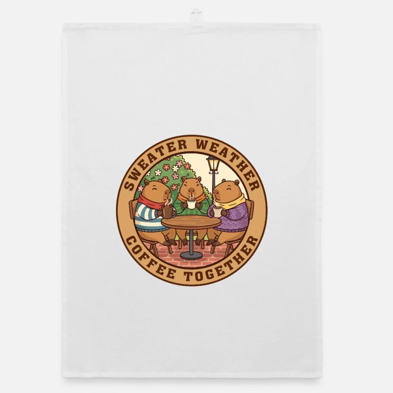 Sweat Capybara Temps Café ensemble Torchon bio