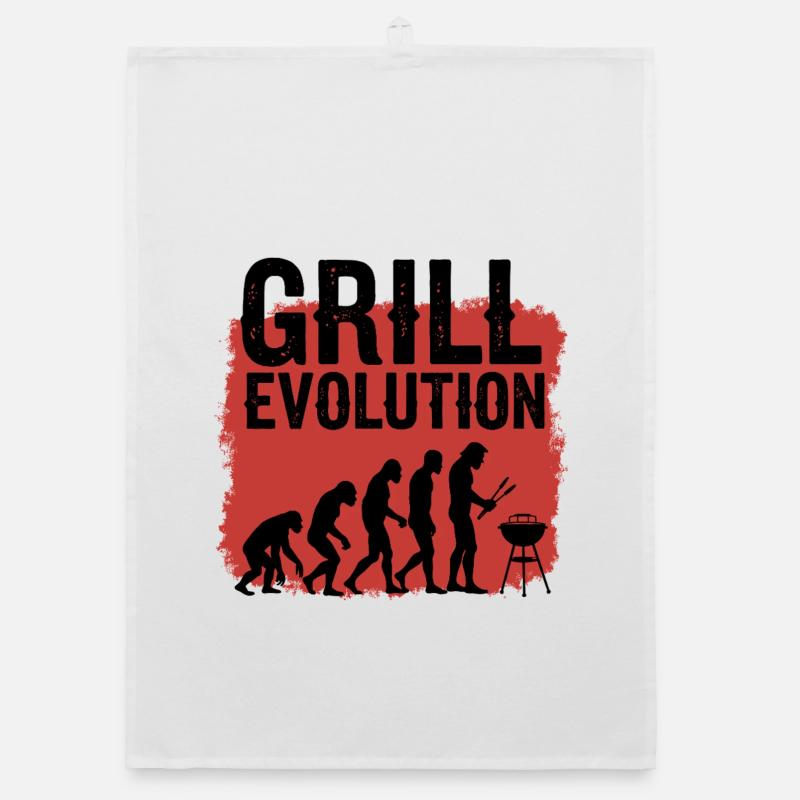 Grill Evolution Lustiger Grillmeister Spruch Organic Geschirrtuch
