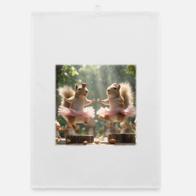 Ballet Squirrel in Tutu with Acorns Organic dish towel