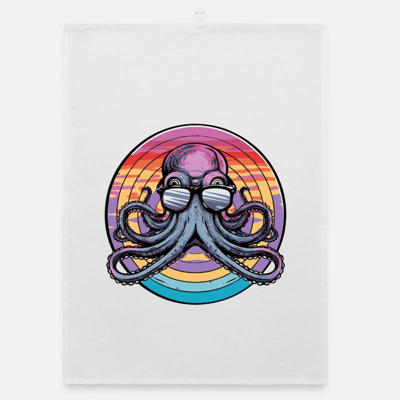 Octopus Retro Surf Organic Geschirrtuch