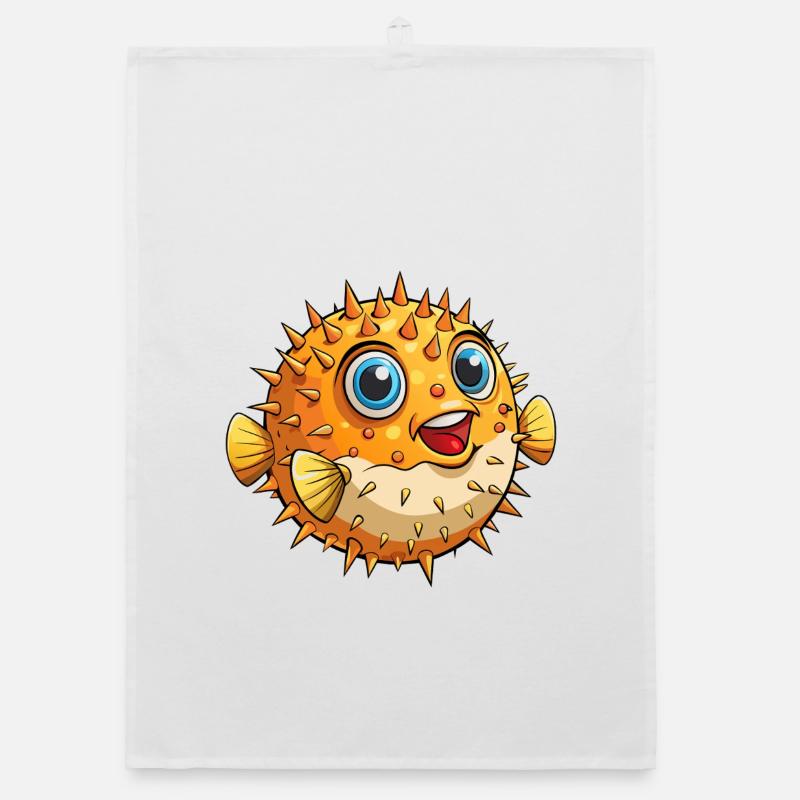 puffer fish Organic dish towel
