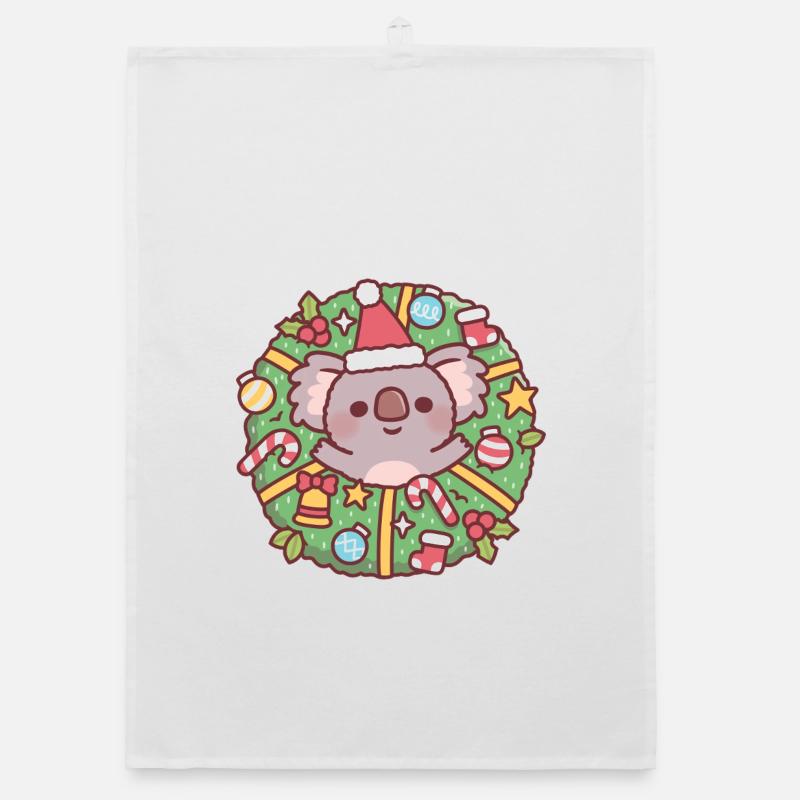 Süßer Koalabär im Weihnachtskranz Organic Geschirrtuch
