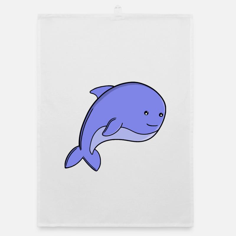 Süßer blauer Fisch-Kawaii-Delfin- oder Schweinswal-Cartoon Organic Geschirrtuch