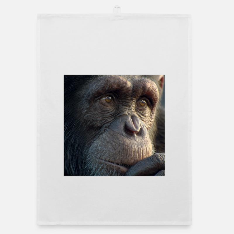 Chimpanzee Portrait – Realistic Monkey Focus Organic dish towel