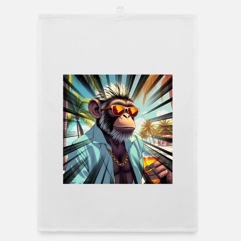 Resort style tropical monkey Organic dish towel