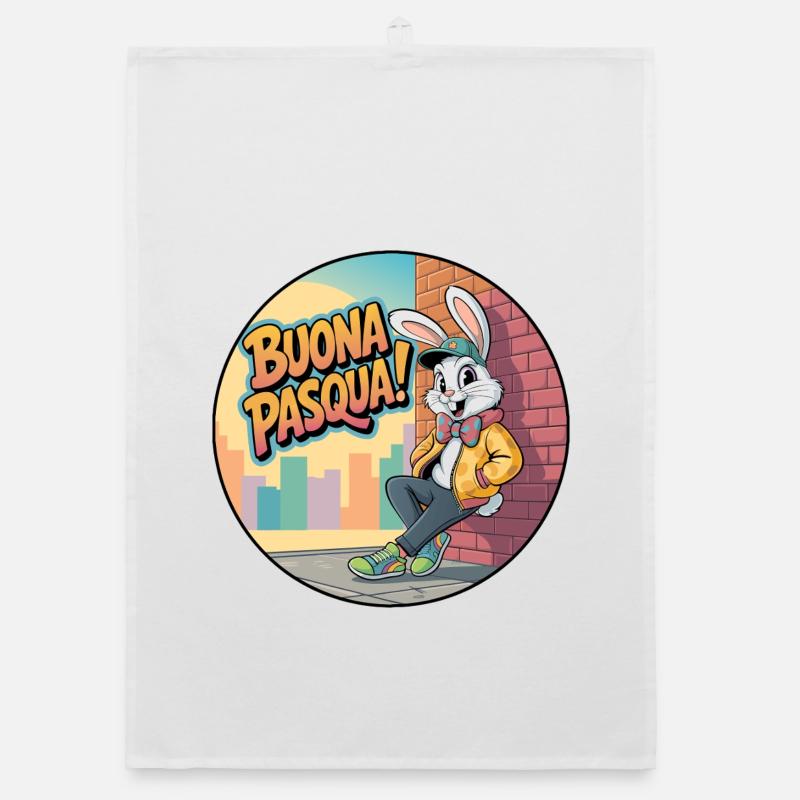 Happy Easter Urban Rabbit Organic dish towel