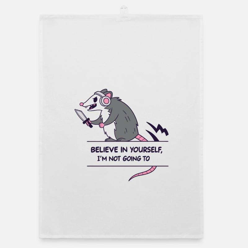 Coach anti-motivation Opposum : Croyez en vous - Torchon bio - blanc