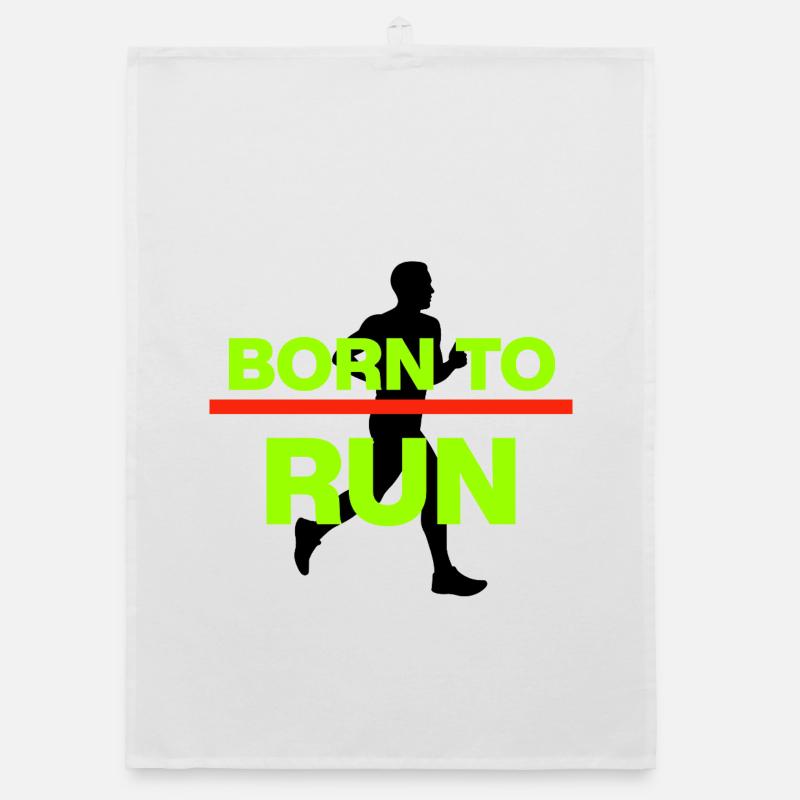 NÉS POUR COURIR ! MARATHON, COURSE, JOGGING Torchon bio