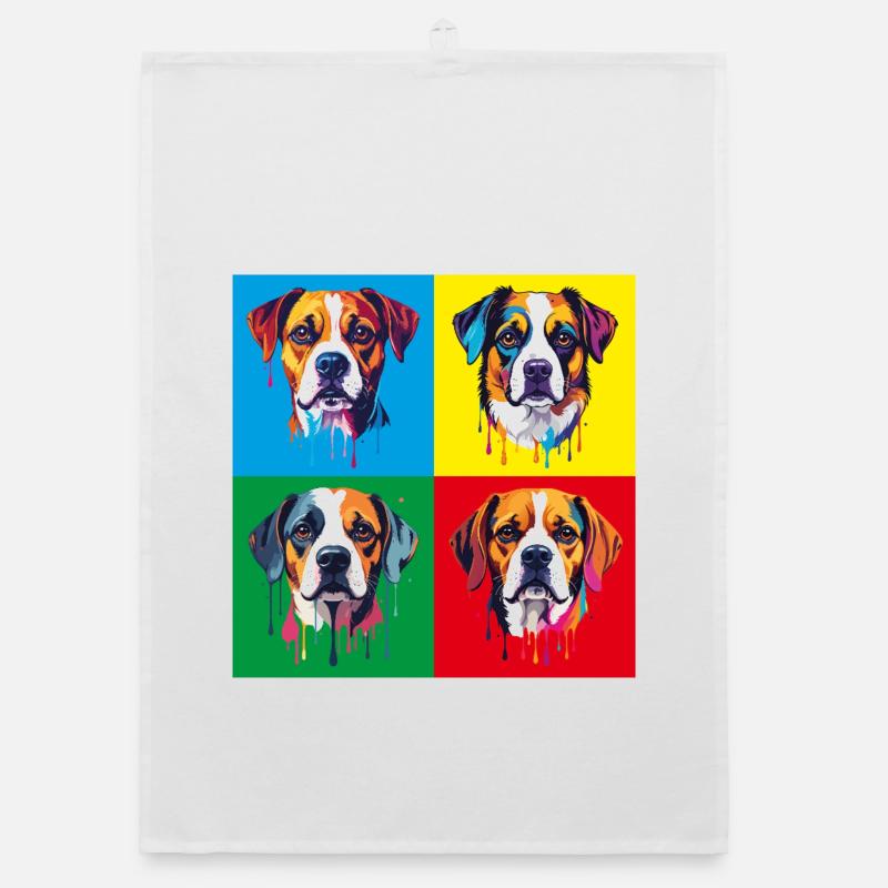 Portrait de Pop Art de chien - Torchon bio - blanc