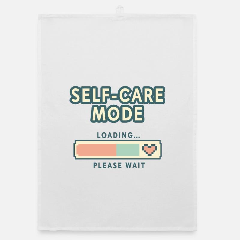 Self-Care Mode Loading - Retro Pixel Edition Organic Geschirrtuch