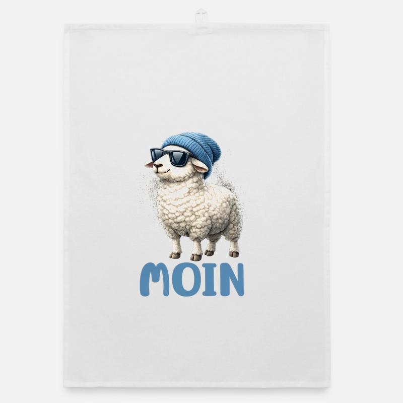 Moin sheep with sunglasses Organic dish towel
