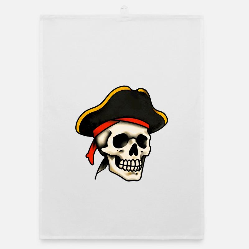 Crâne de pirate tatoué classique Torchon bio
