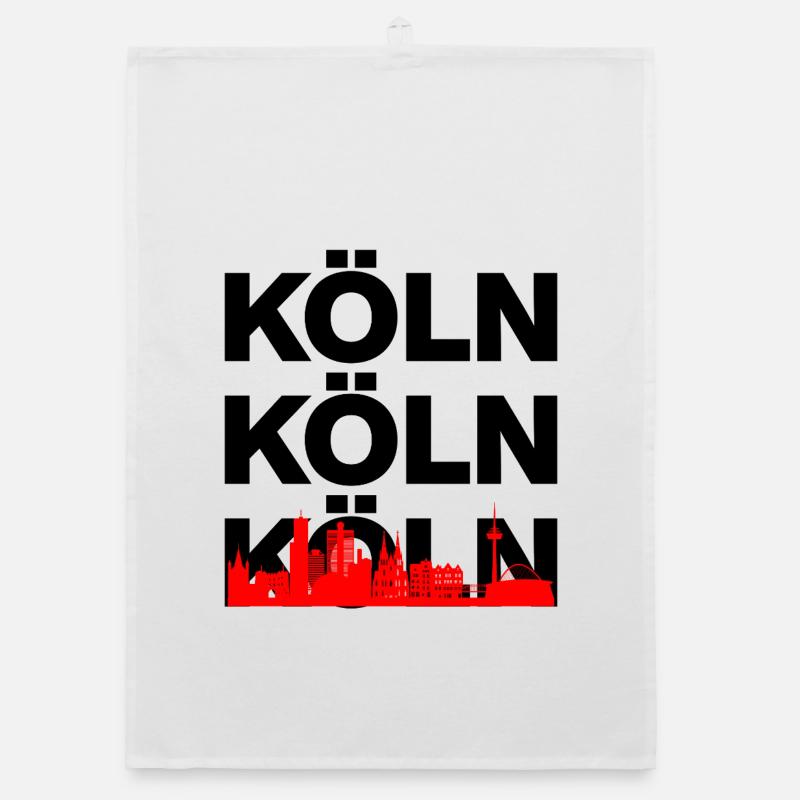 KÖLN SKYLINE – DOM POWER! - Organic Geschirrtuch - Weiß