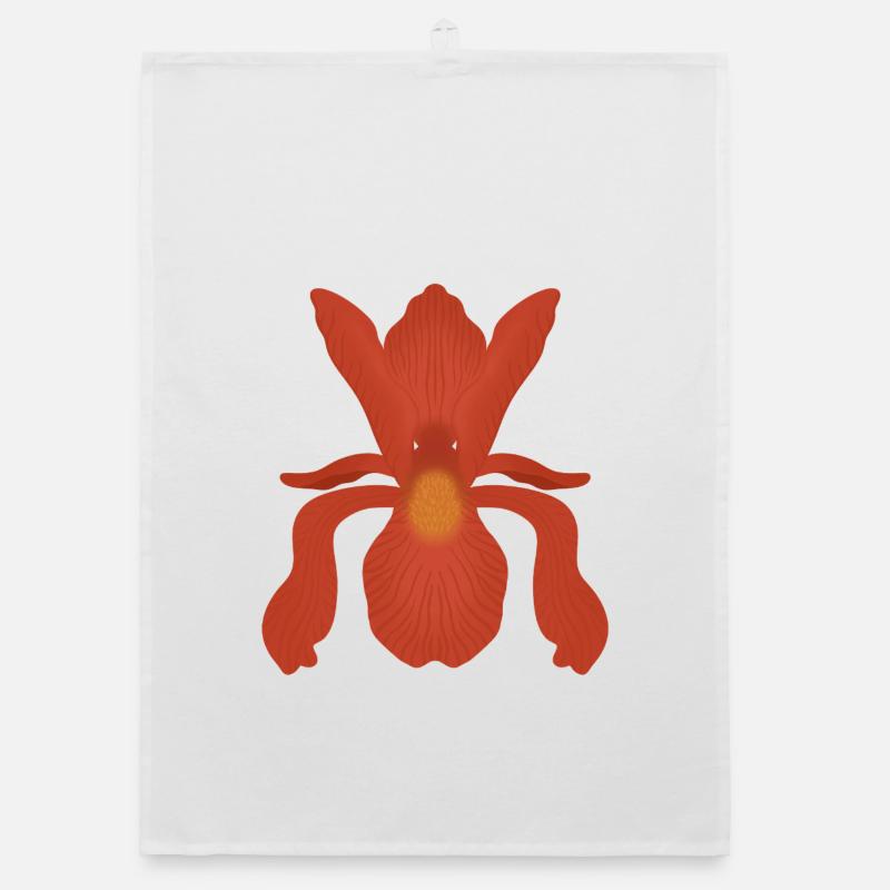 Crimson Iris Flame Organic dish towel