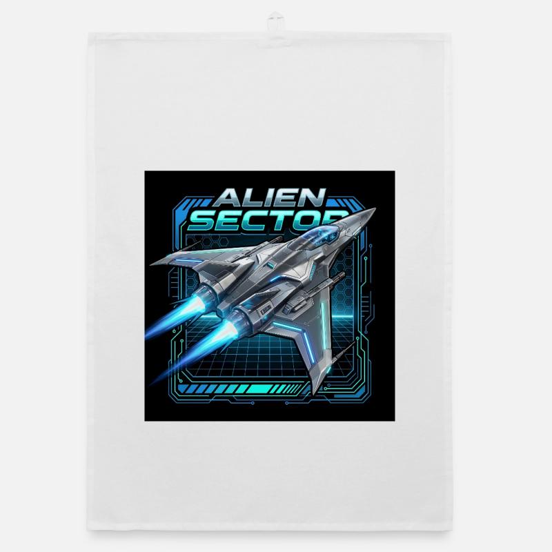 Alien Sector Nebula Fighter Organic dish towel