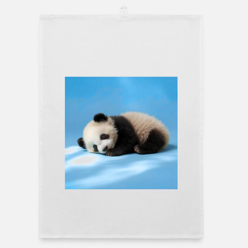 Blauer schlafender Panda Organic Geschirrtuch