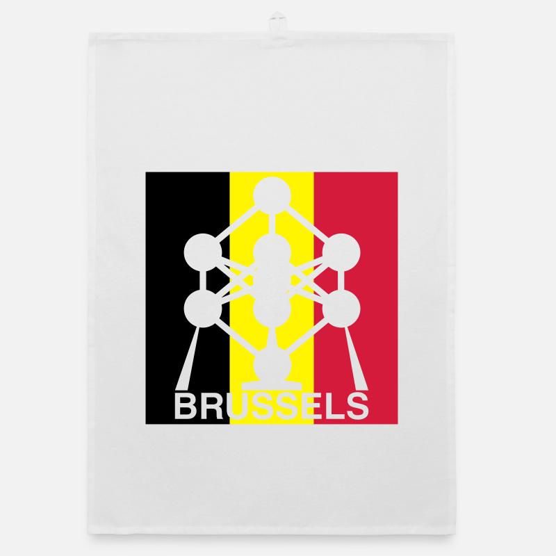 Brussels Atomium – Belgian Flag Square Icon Organic dish towel