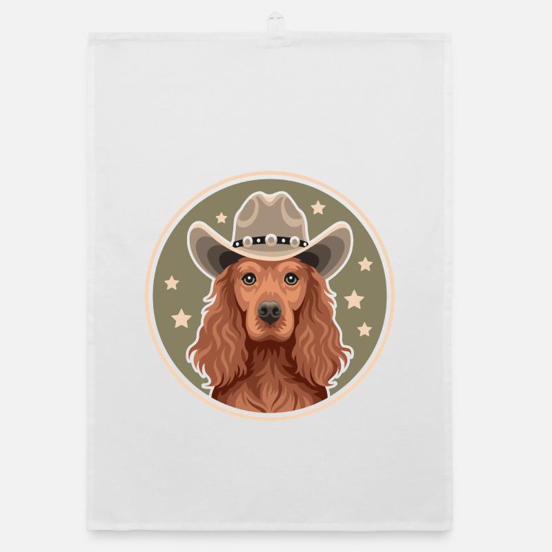 Cocker Spaniel Cowboy - Organic Geschirrtuch - Weiß