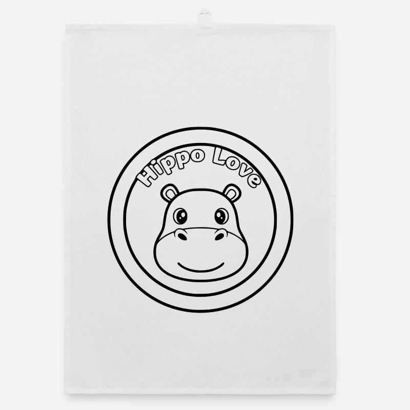 Hippo Love Nilpferd Logo Torchon bio